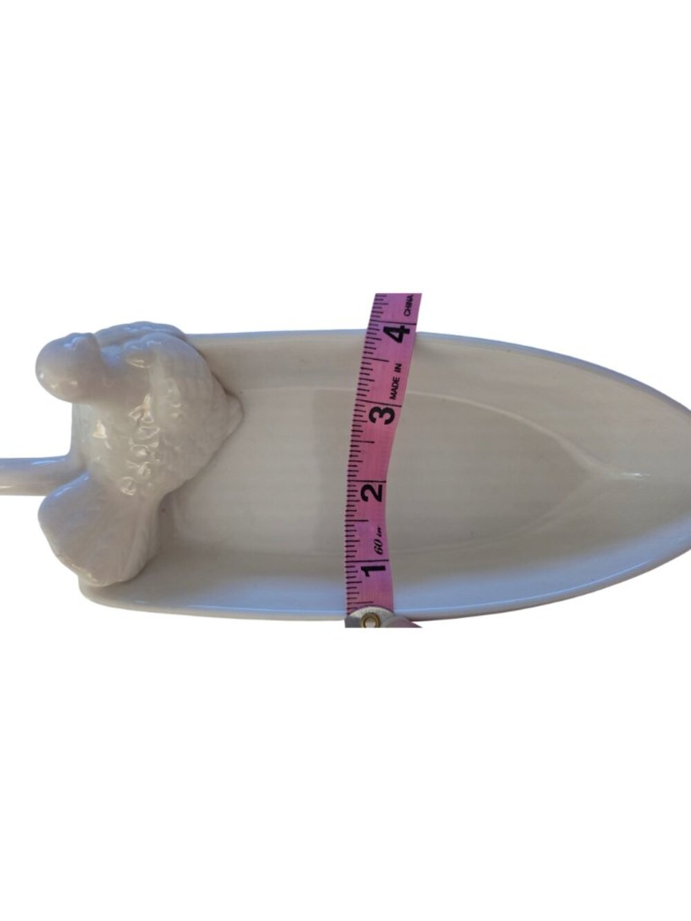 Turkey Gravy Boat White Ceramic Thanksgiving Serving Dish Turkey Handle 8" - Picture 8 of 8
